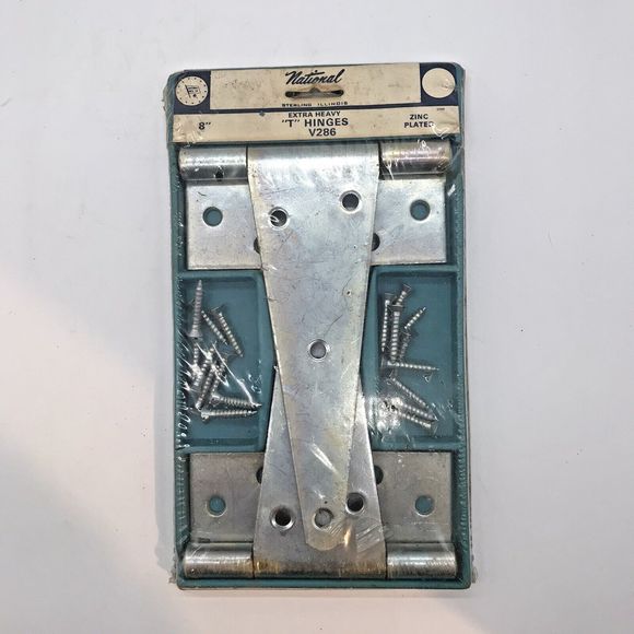 NEW 2 National Hardware Zinc Plated Steel Extra Heavy T-Hinge 8 inch‎ V286 - Picture 1 of 6